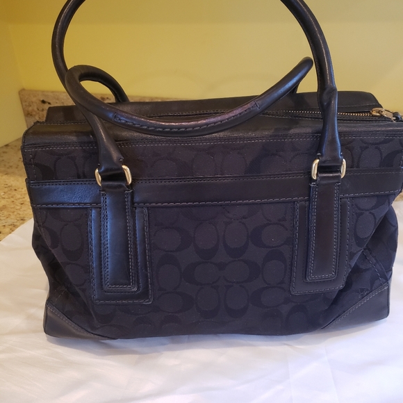 Coach Hampton Leather and Canvas Black Tote - Picture 2 of 8